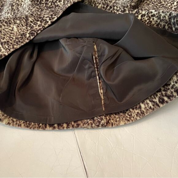 Talbots  Brown Tan Animal Print 100% Cotton Velvet Party Event Skirt NWT Size 16 - Picture 7 of 13